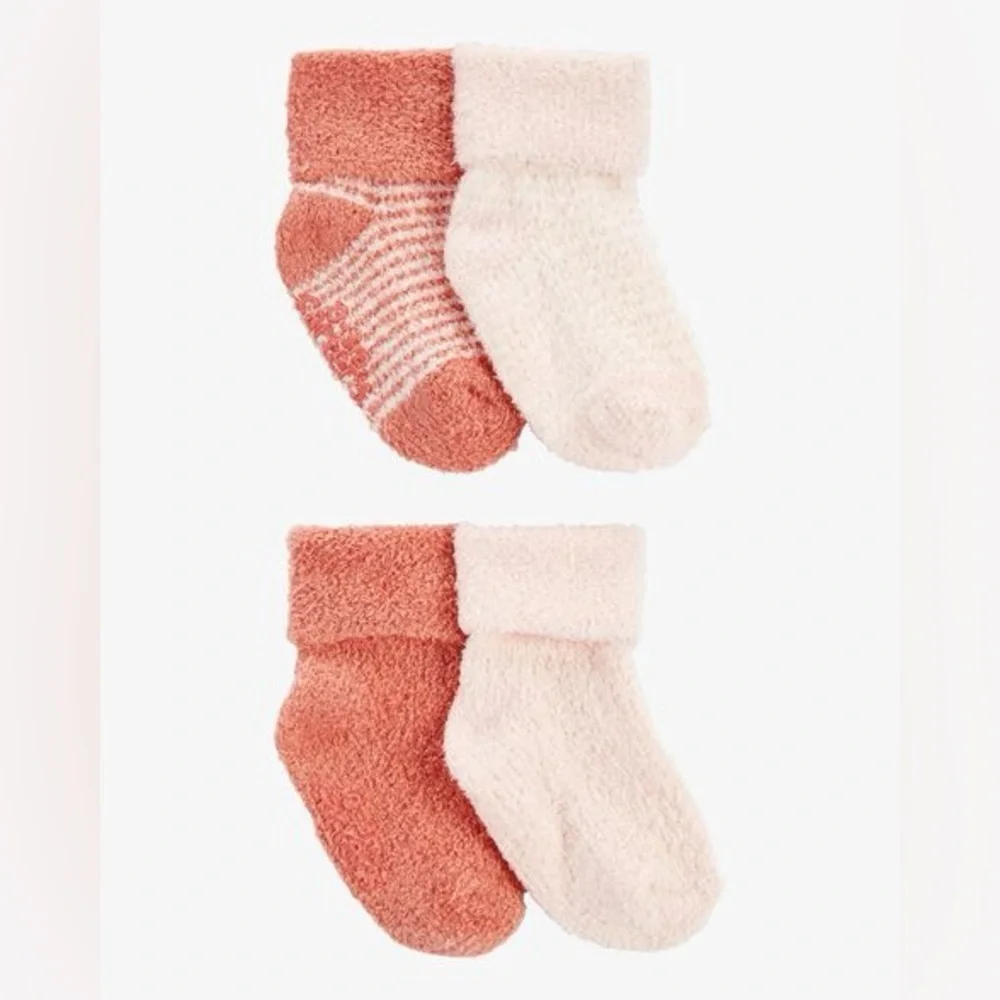New Carters chenille foldover baby socks 4 pack newborn booties fluffy